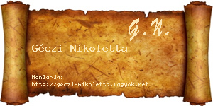 Géczi Nikoletta névjegykártya